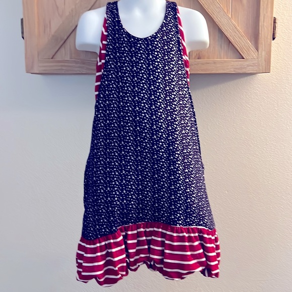 Cutest Stars & Stripes Patriotic Balloon hem Dress Ever Red White & Blu - Picture 5 of 11